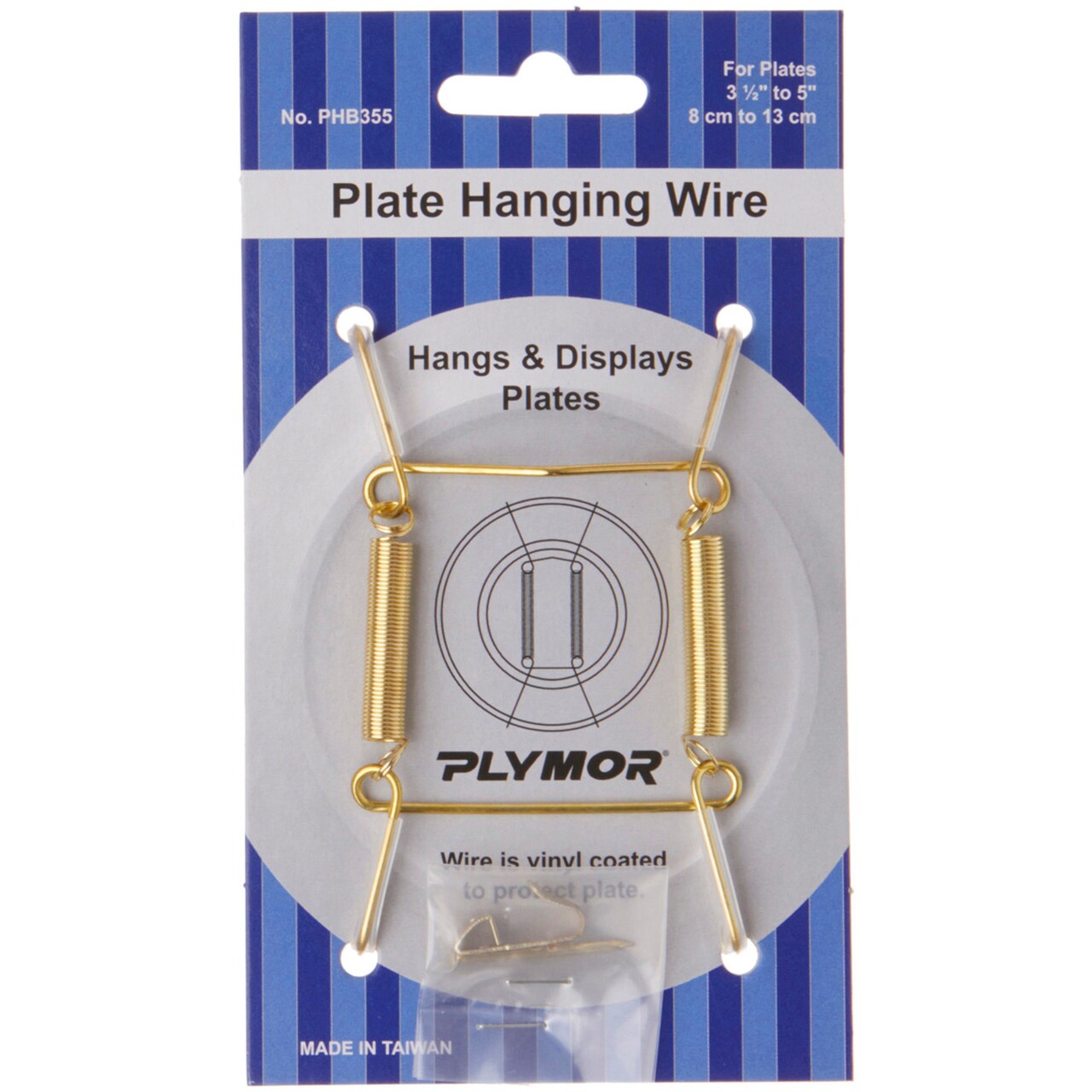 Plymor Shiny Gold Finish Wall Mountable Plate Hanger, 3.125" H x 1.75" W x 0.5" D (For Plates 3.5" - 5")